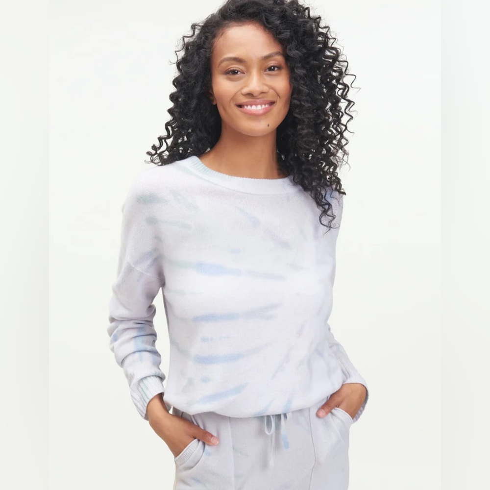 Splendid Adeline Cashmere Blend Arctic Blue Tie Dye Sweater-size S *NEW w tags
